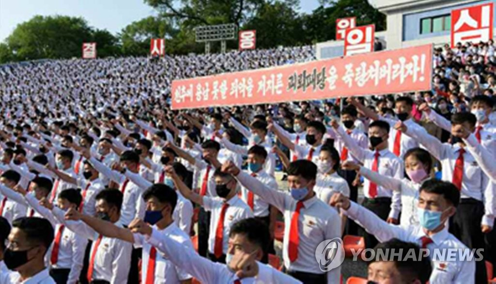 북한 청년들, 대북전단 규탄 군중집회