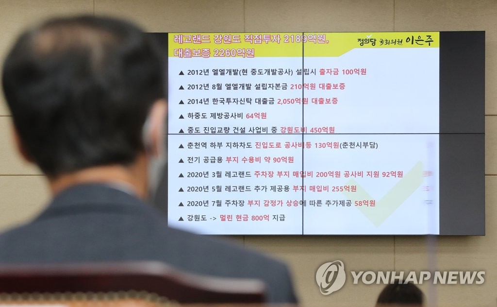 레고랜드 질의 받는 최문순 강원도지사