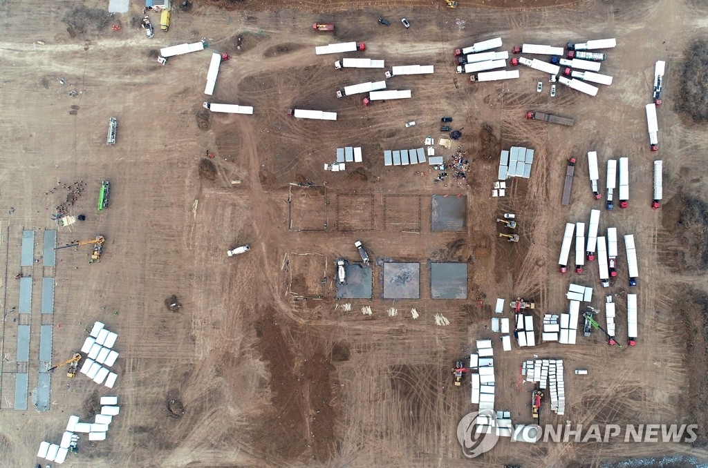 중국 허베이성 스자좡에 건설되는 코로나19 임시 격리시설