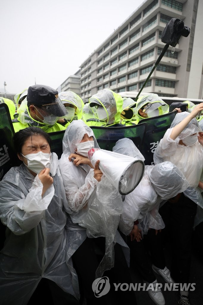 Protest in rain Protest in rain