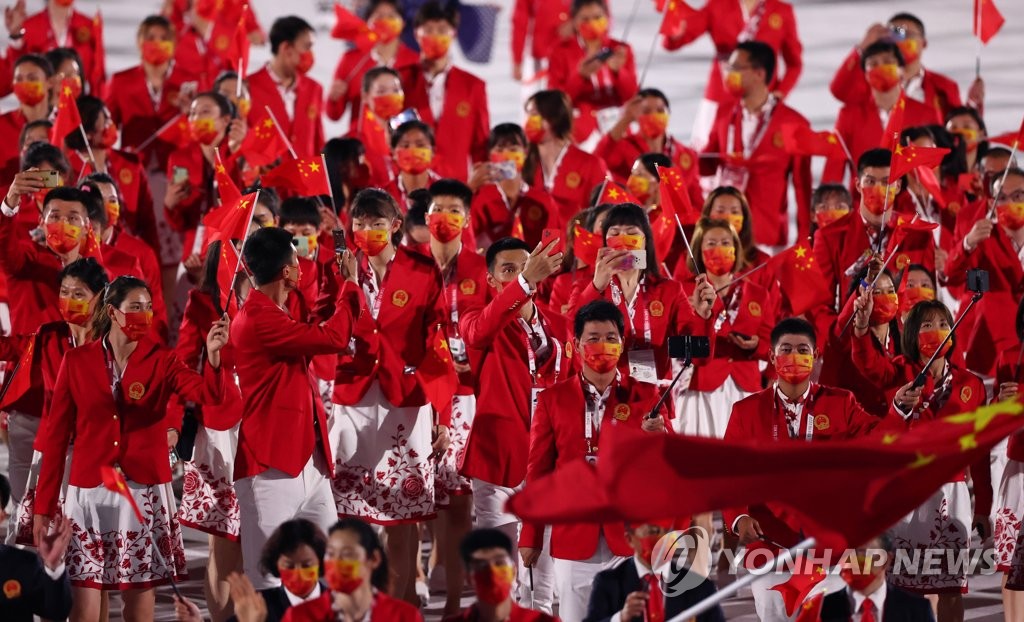 [올림픽] 개막식 입장하는 중국 선수들