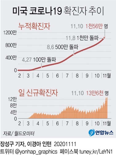  미국 코로나19 확진자 추이