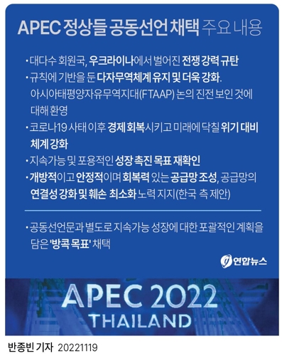  APEC 정상들 공동선언 채택 주요 내용