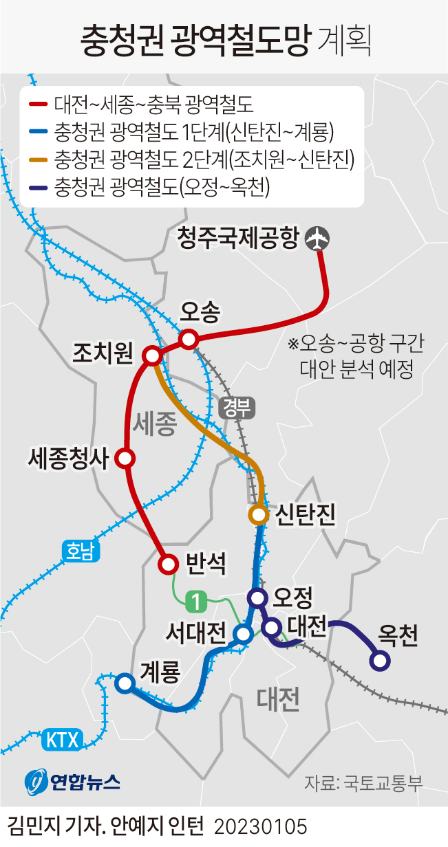 [그래픽] 충청권 광역철도망 계획