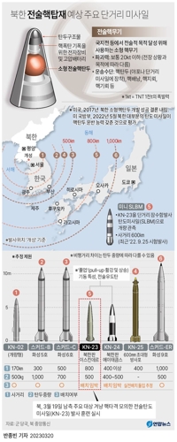 [그래픽] 북한 전술핵탑재 예상 주요 단거리 미사일