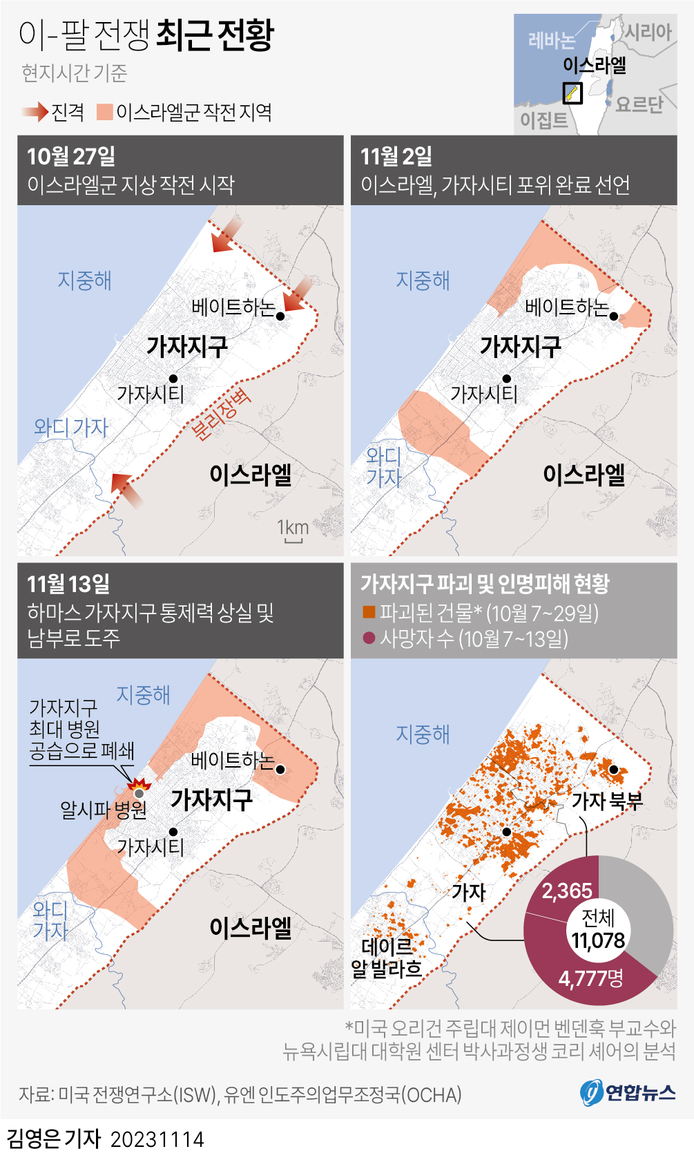 [그래픽] 이스라엘-팔레스타인 전쟁 최근 전황
