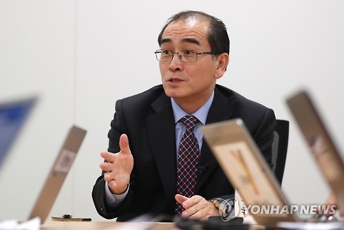 Thae Yong-ho, a former North Korean minister at the North Korean Embassy in London, speaks to Yonhap News Agency on Jan. 8, 2017, about North Korea's nuclear and missile program, and his experience as a diplomat. He defected to South Korea last year, becoming one of the highest-ranking North Korean officials escaping to the South. (Yonhap)
