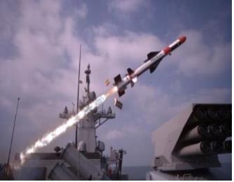 A ship-to-ground guided missile is test-fired from a naval ship in this photo provided by the Defense Acquisition Program Administration. (Yonhap)