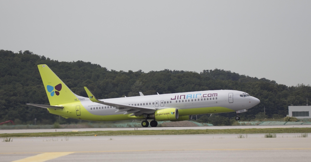 This photo provided by Jin Air Co. shows its B737-800 passenger jet. (Yonhap)