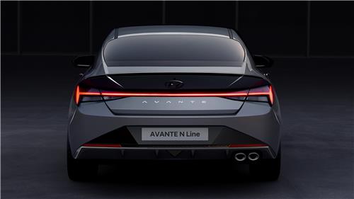 This rendering image provided by Hyundai Motor shows the rear image of the Avante N Line compact. (PHOTO NOT FOR SALE) (Yonhap)