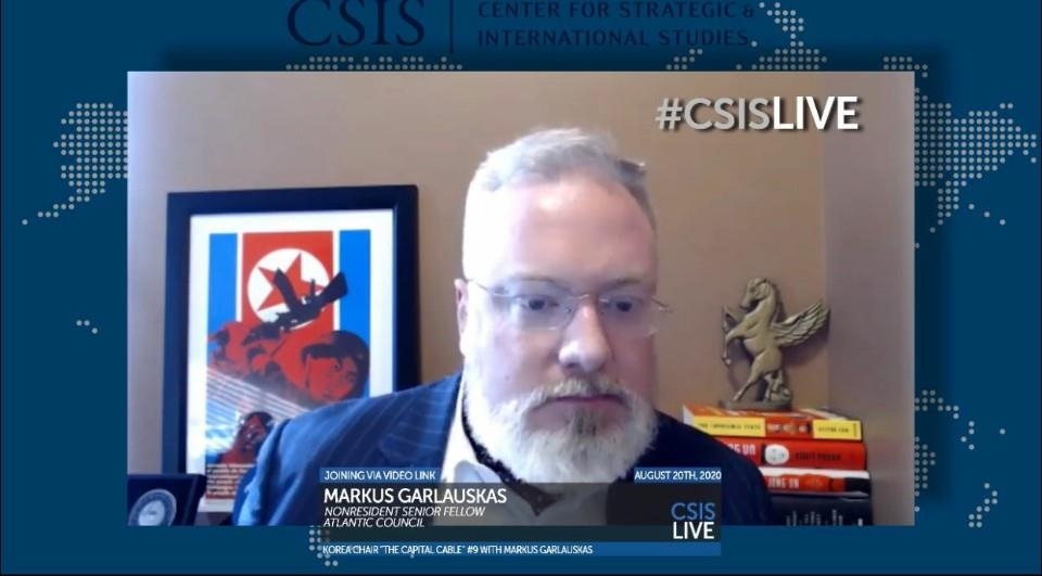 The captured image from the website of the Center for Strategic and International Studies shows former U.S. intelligence official for North Korea Markus Garlauskas speaking in a CSIS-hosted webinar on Aug. 27, 2020. (Yonhap)