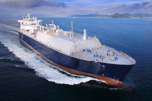This photo provided by Samsung Heavy Industries Co. on Sept. 30, 2021 shows a LNG carrier built by the shipbuilder. (PHOTO NOT FOR SALE) (Yonhap)