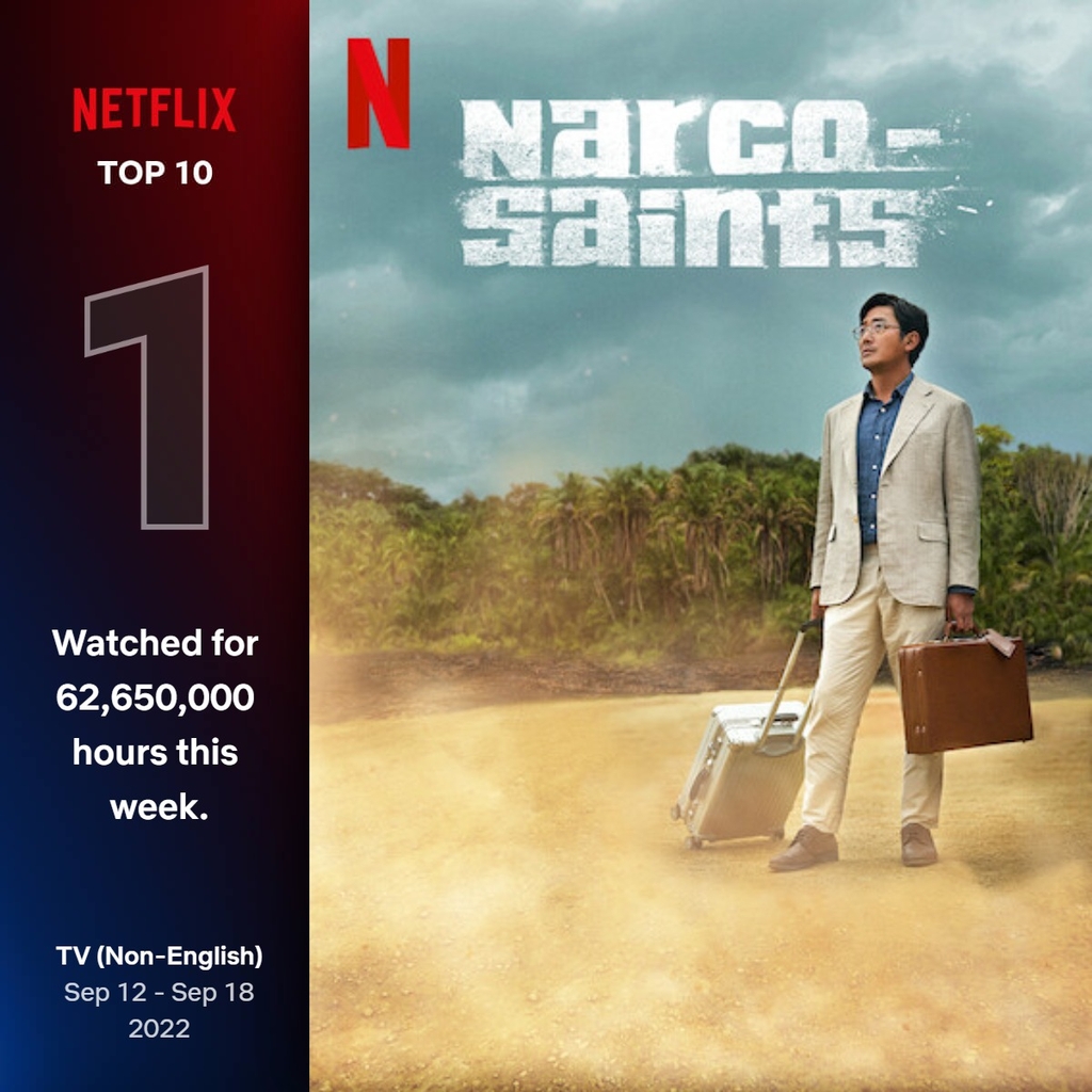 This image provided by Netflix highlights that "Narco-Saints" placed No. 1 on Netflix's weekly top 10 chart for non-English TV shows for the week of Sept. 12-18. (PHOTO NOT FOR SALE) (Yonhap)
