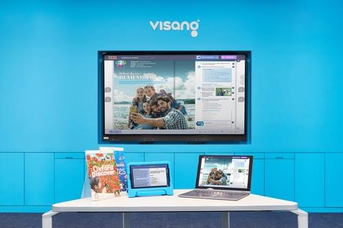 This image provided by Visang Education Inc. on Oct. 4, 2022, shows its interactive English education program for middle school students using content from the Oxford University Press. (PHOTO NOT FOR SALE) (Yonhap)