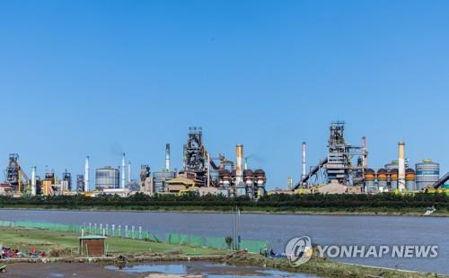 This image, taken Sept. 7, 2022, shows a wide view of POSCO in Pohang, 374 kilometers southeast of Seoul. (Yonhap) 