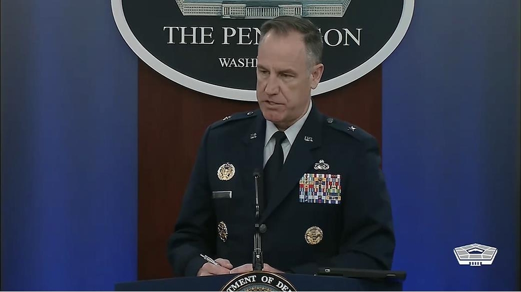 Department of Defense spokesperson Brig. Gen. Pat Ryder is seen answering a question during a daily press briefing at the Pentagon in Washington on Jan. 24, 2023 in this captured image. (Yonhap)