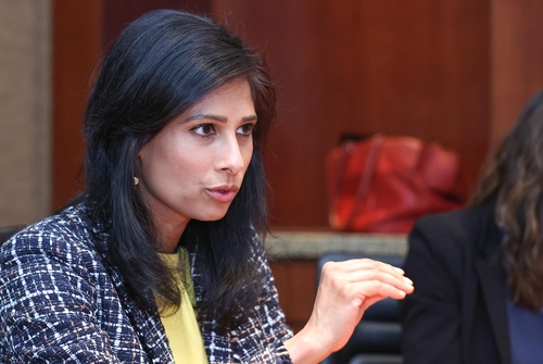 IMF Deputy Managing Director Gita Gopinath speaks during an interview with Yonhap News Agency in Seoul on Jan. 31, 2023. (Yonhap)