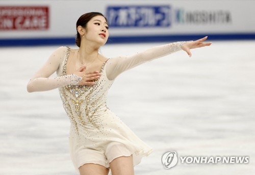 In this Reuters photo, Lee Hae-in of South Korea performs during the women's singles skating program at the International Skating Union World Figure Skating Championships at Saitama Super Arena in Saitama, Japan, on March 24, 2023. (Yonhap)