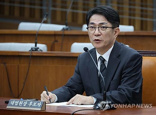 Supreme Court Chief Justice nominee Lee Gyun-ryong answers questions from lawmakers during a confirmation hearing at the National Assembly in Seoul, in this file photo taken Sept. 20, 2023. (Yonhap)