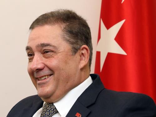 Turkish Ambassador to South Korea Salih Murat Tamer speaks during an interview with Yonhap News Agency at his embassy in Seoul on Nov. 2, 2023. (Yonhap)
