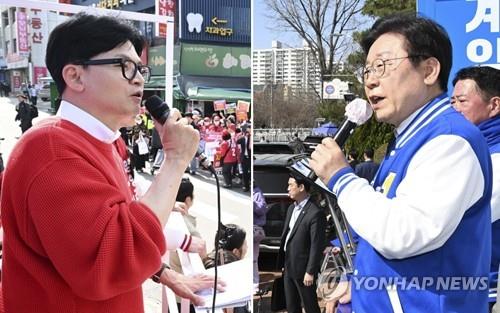This composite file photo shows ruling People Power Party leader Han Dong-hoon (L) and main opposition Democratic Party leader Lee Jae-myung. (Yonhap) 