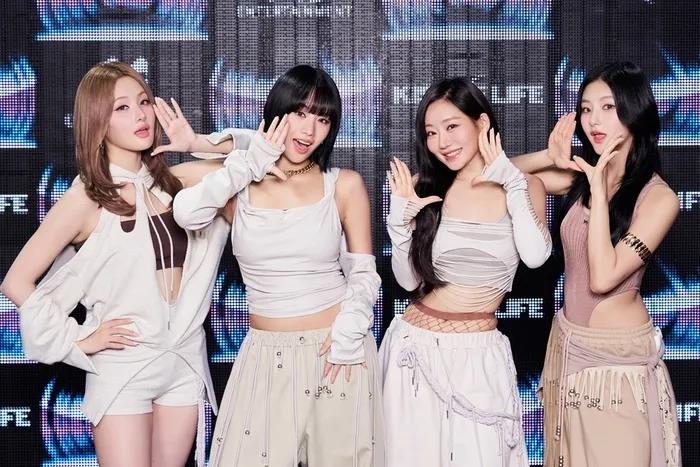 K-pop girl group Kiss of Life poses for a photo during a press showcase for its third EP, "Lose Yourself," in Seoul on Oct. 15, 2024, in this photo provided by S2 Entertainment. (PHOTO NOT FOR SALE) (Yonhap)