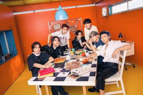 Le groupe de K-pop Bangtan boys (BTS) est nommé dans trois catégories aux iHeartRadio Music Awards, a fait savoir la radio américaine iHeartRadio, le jeudi 8 avril 2021. (Photo fournie par iHeartRadio. Revente et archivage interdits) 
