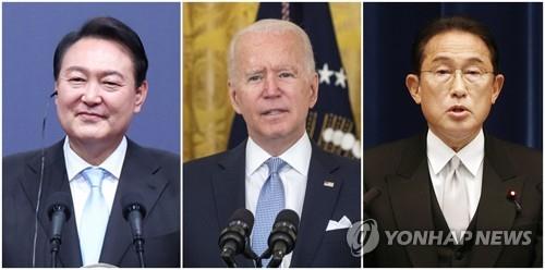 (LEAD) Yoon souligne l'importance de la coopération Corée du Sud-Etats-Unis-Japon face aux menaces de la Corée du Nord