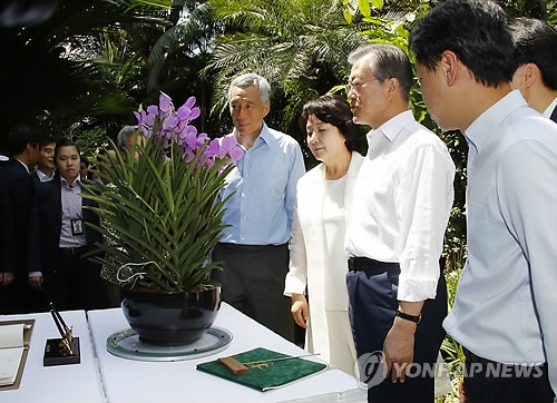 シンガポール植物園に 文在寅ラン 韓国大統領夫妻が命名式出席 聯合ニュース