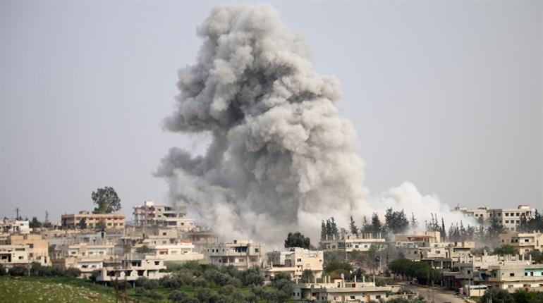 시리아 반군 장악지역인 이들리브 주 우름 알-조즈 공습