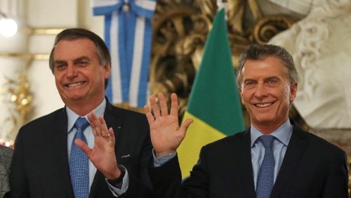 자이르 보우소나루 브라질 대통령(왼쪽)과 마우리시오 마크리 아르헨티나 대통령 [브라질 뉴스포털 UOL]