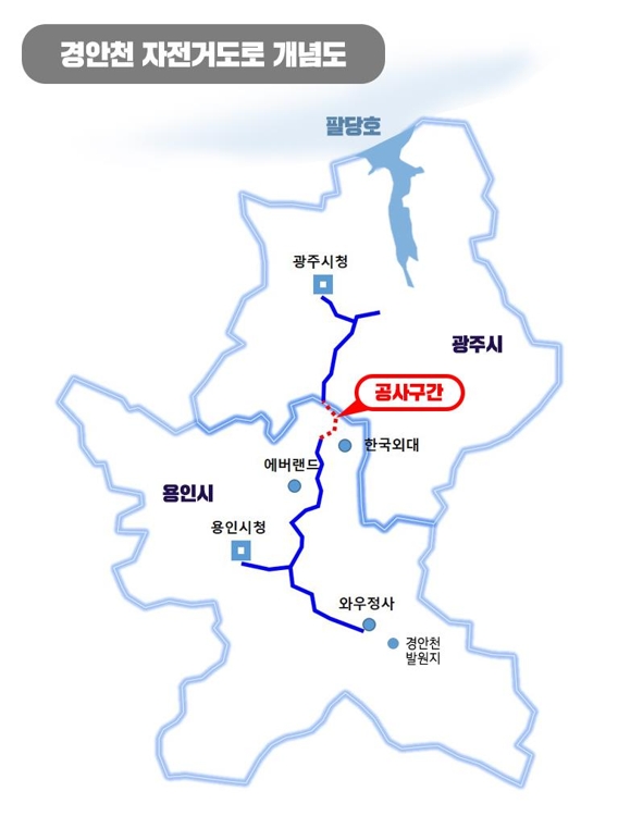 용인∼광주 경안천 자전거도로 노선도