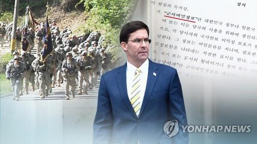 美국방장관도 방한…지소미아.방위비 압박 고조(CG)