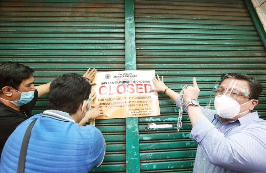 마닐라를 중국 지방으로 표기한 제품 판매장 폐쇄