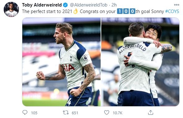 Toby Alderweireld's tweet