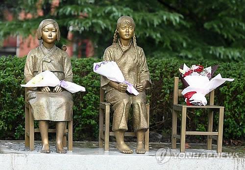 상하이 위안부 역사 박물관 앞의 '한·중 평화의 소녀상'