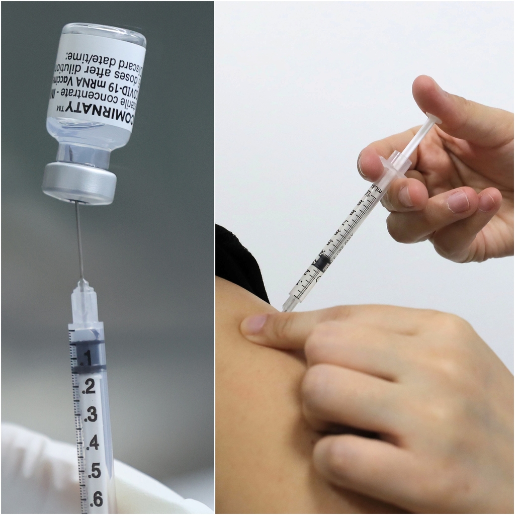 접종 준비 중인 화이자 백신과 시민에게 접종되는 아스트라제네카 백신