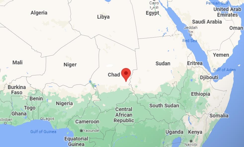 종족 분규에 따른 시위 사망자가 발생한 차드 우아다이주(붉은 화살표)