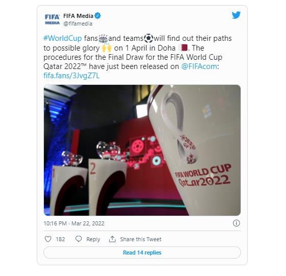 2022 카타르 월드컵 조 추첨 방식을 발표한 FIFA.