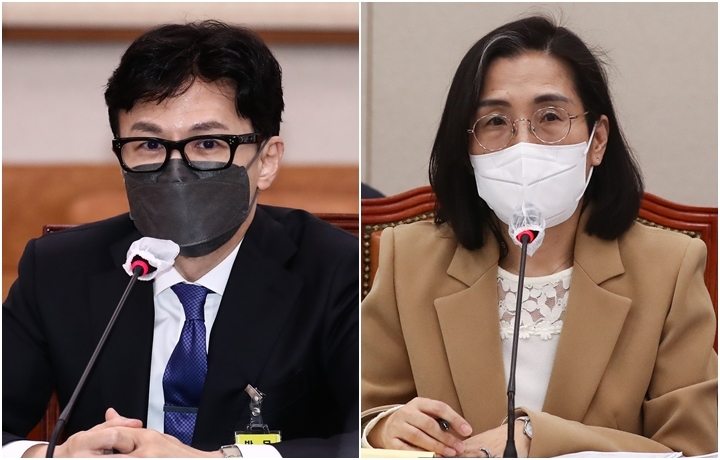 (왼쪽부터) 한동훈 법무부 장관-김현숙 여성가족부 장관
