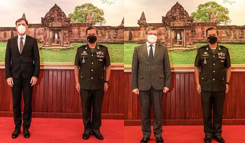 프랑스 대사(왼쪽 사진)와 러시아 대사(오른쪽 사진)를 만난 훈 마넷