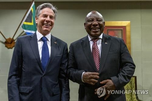 라마포사(우) 남아공 대통령과 블링컨 미 국무장관 