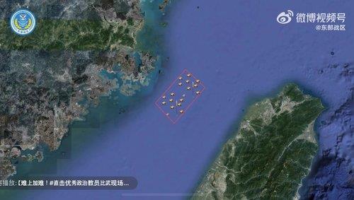 중국군의 대만해협 동부 장거리 정밀 타격 탄착 지점