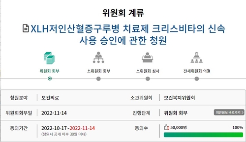 'XLH 치료제 크리스비타 신속 사용 승인' 국회 청원