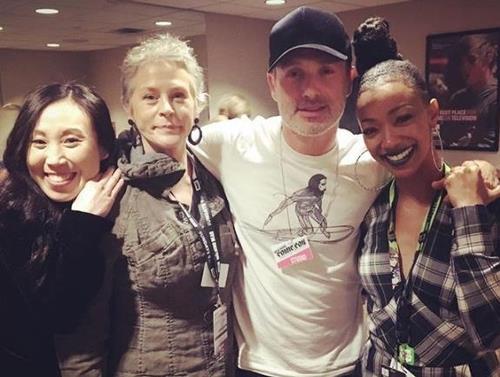Angela Kang (far left) with The Walking Dead cast