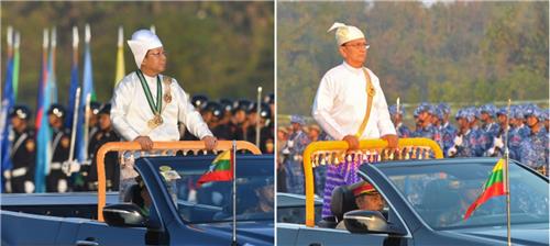 '北연상' 열병식·군사 퍼레이드…"미얀마 군부 수장, 대통령병"