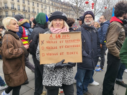 프랑스 연금개혁 반대 시위에 참여한 윔볼트(60)씨 