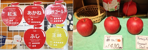아오모리 특산물인 사과로 만든 아이스크림 가게와 사과 모형. [사진/조보희 기자]