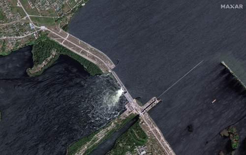 카호우카 댐 위성사진 