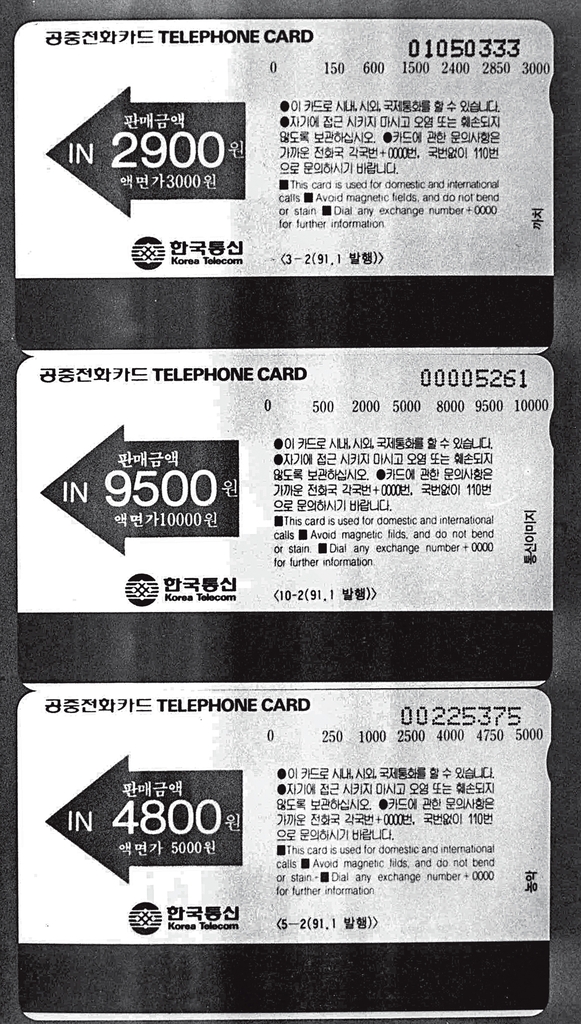 공중전화 카드. 1991년 [연합뉴스 자료사진]